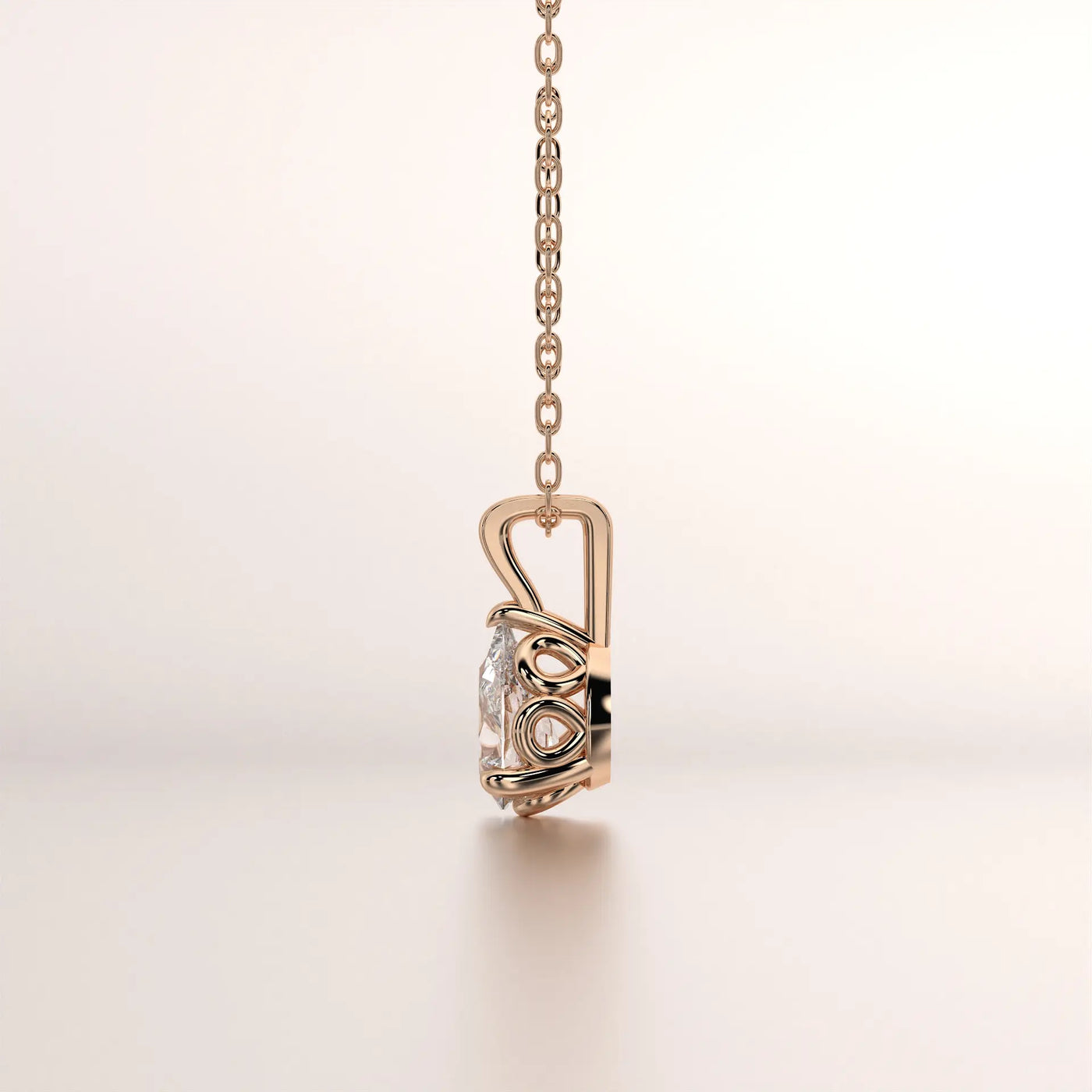 pendant solitaire diamond rose gold base profile