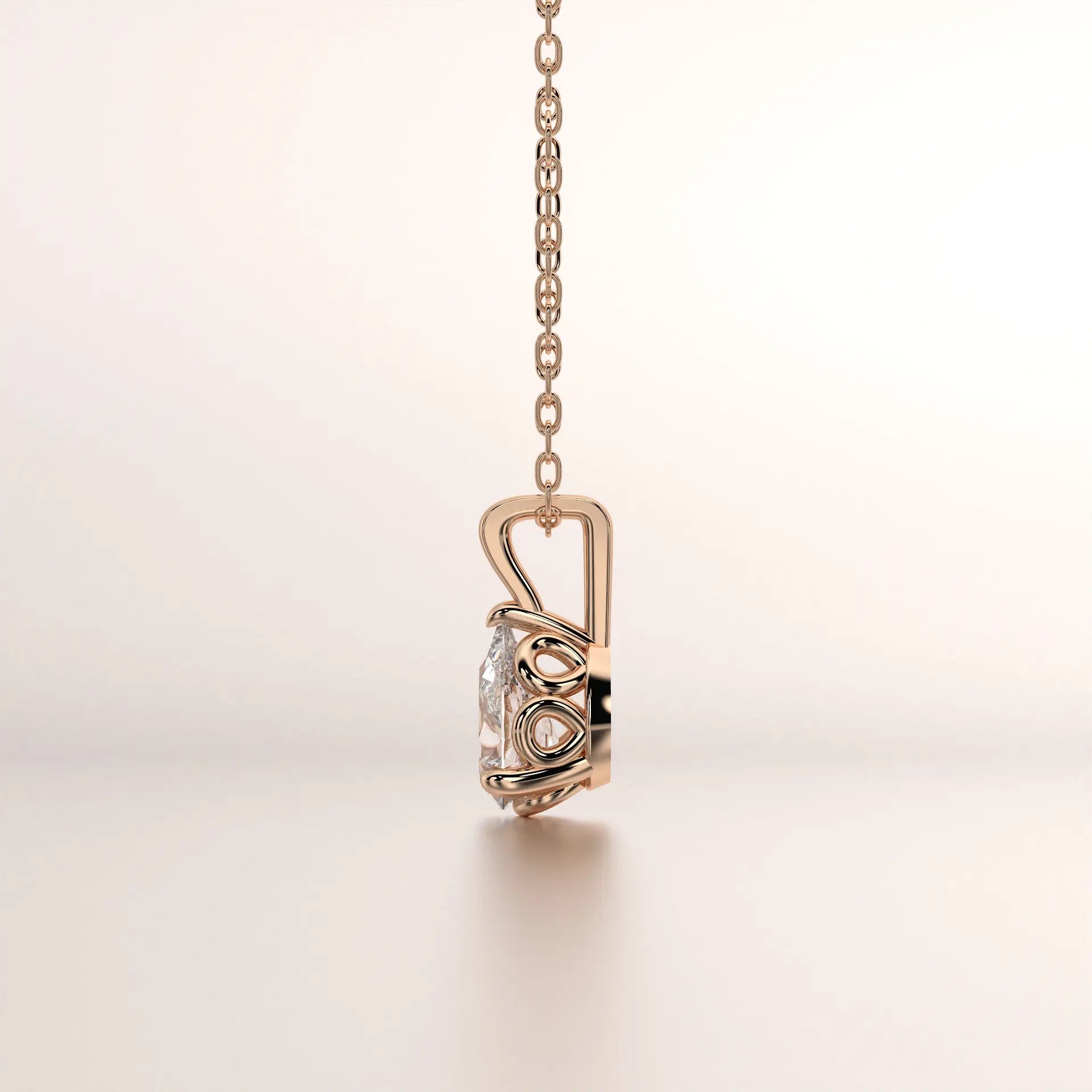 pendant solitaire diamond rose gold base profile