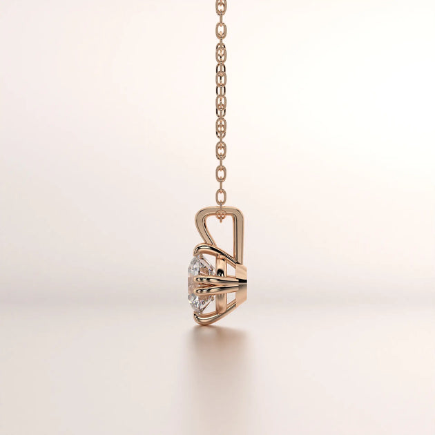 pendant solitaire diamond rose gold base side profile