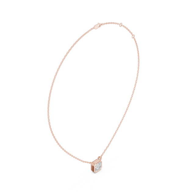 Front-view: Square Diamond Pendant with Bezel Setting in 14k Rose Gold - Lab Grown - Driona Jewels