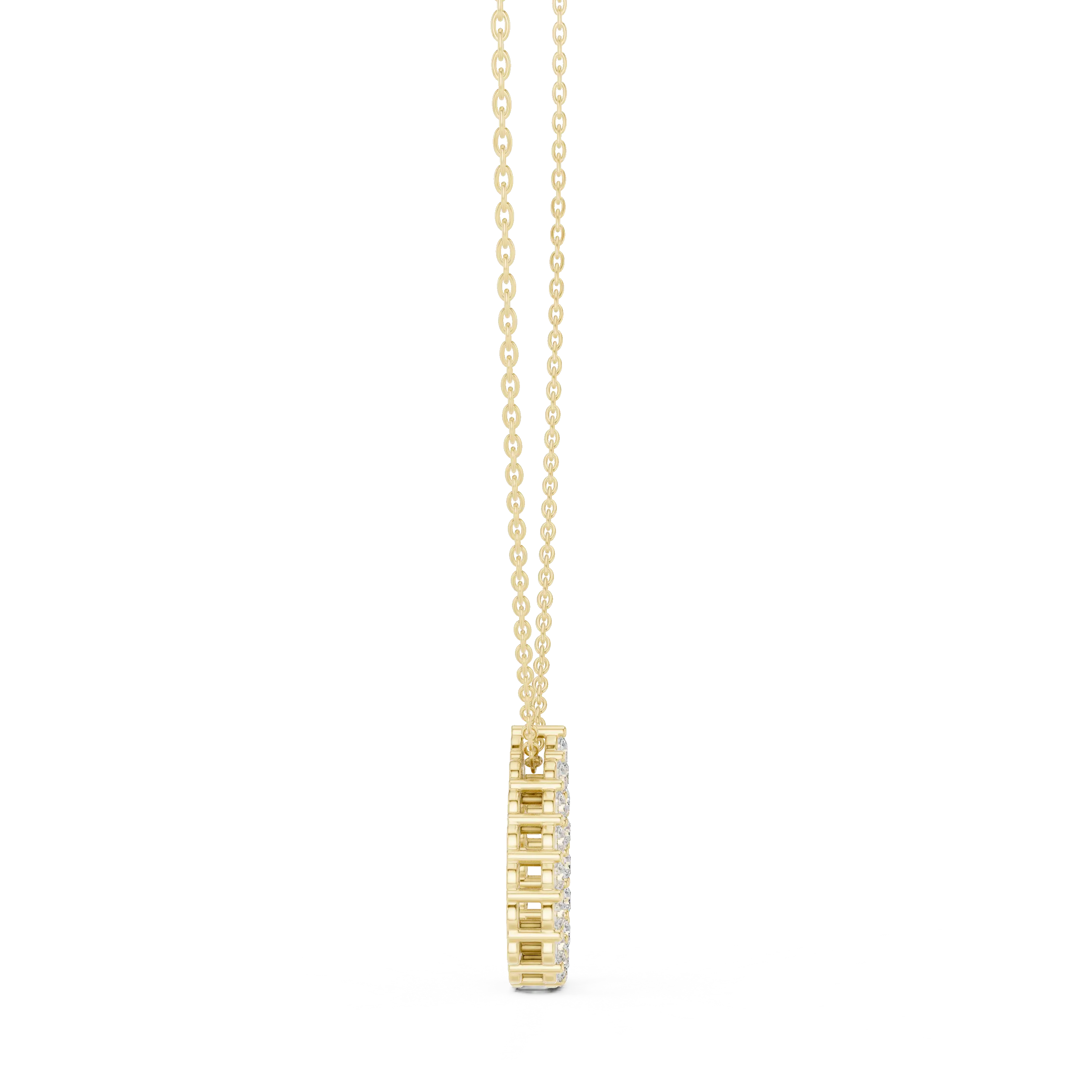 Front-View: Square Diamond Pendant with Bezel Setting in 14k Yellow Gold - Lab Grown - Driona Jewels