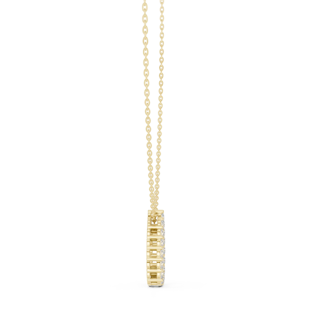 Front-View: Square Diamond Pendant with Bezel Setting in 14k Yellow Gold - Lab Grown - Driona Jewels