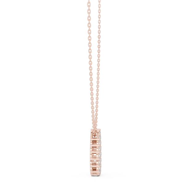 Front-View: Square Diamond Pendant with Pave Setting in 14k Rose Gold - Lab Grown - Driona Jewels
