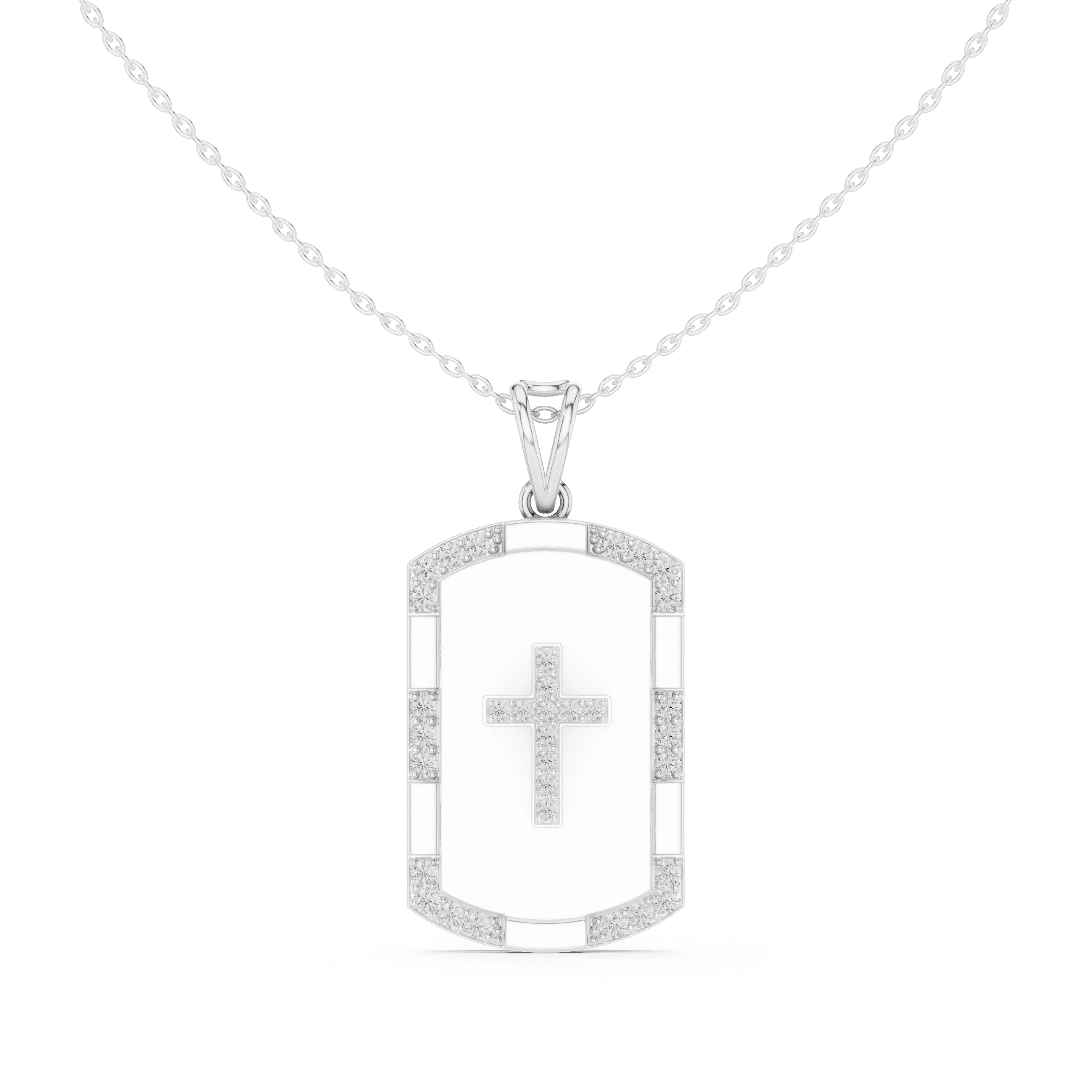 Front: Square Diamond Pendant with Pave Setting in 14k White Gold - Lab Grown - Driona Jewels