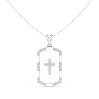 Front: Square Diamond Pendant with Pave Setting in 14k White Gold - Lab Grown - Driona Jewels