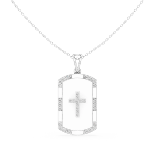 Front: Square Diamond Pendant with Pave Setting in 14k White Gold - Lab Grown - Driona Jewels