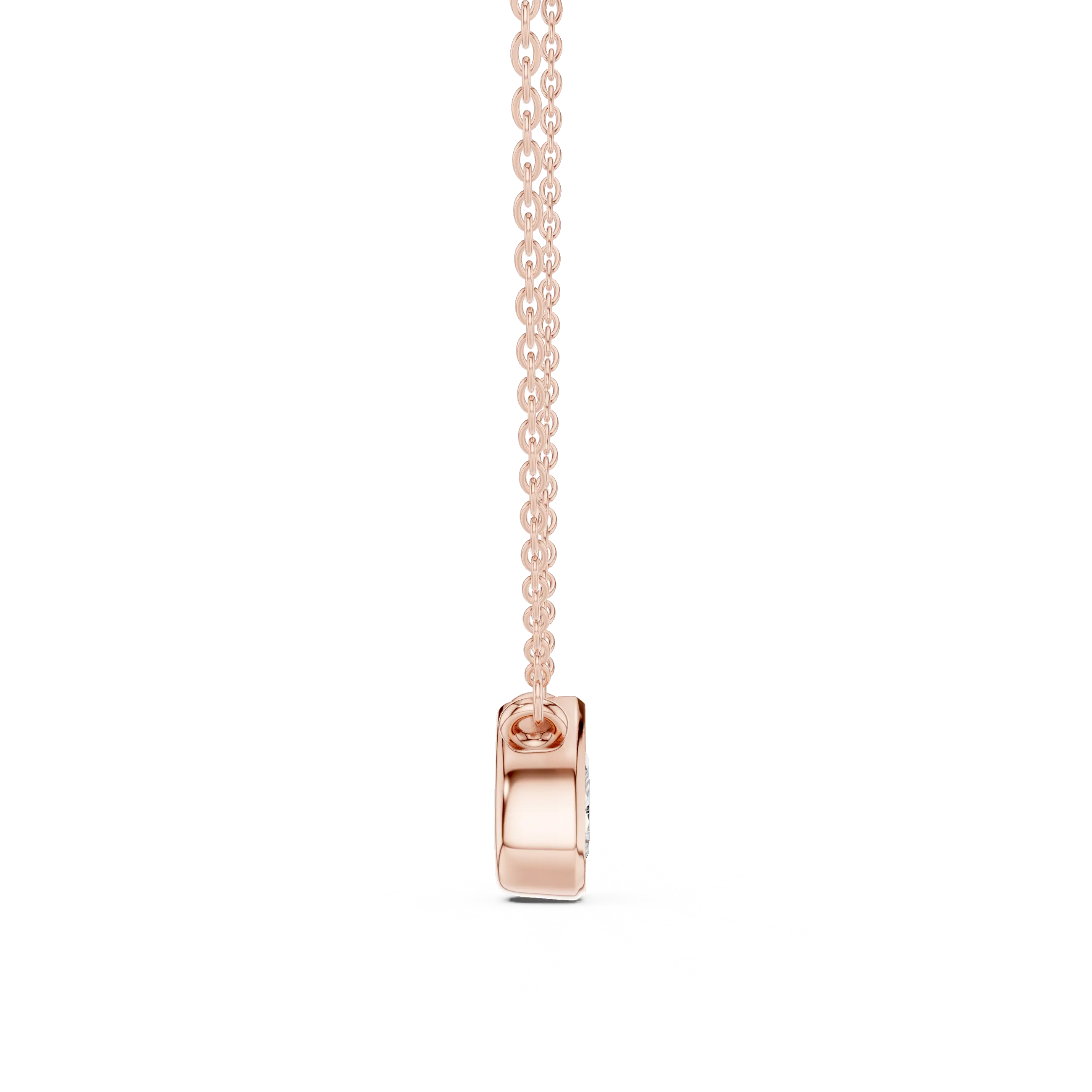 Front-view: Square Diamond Pendant with Prong Setting in 14k Rose Gold - Lab Grown - Driona Jewels