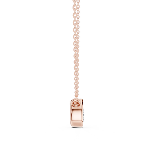 Front-view: Square Diamond Pendant with Prong Setting in 14k Rose Gold - Lab Grown - Driona Jewels