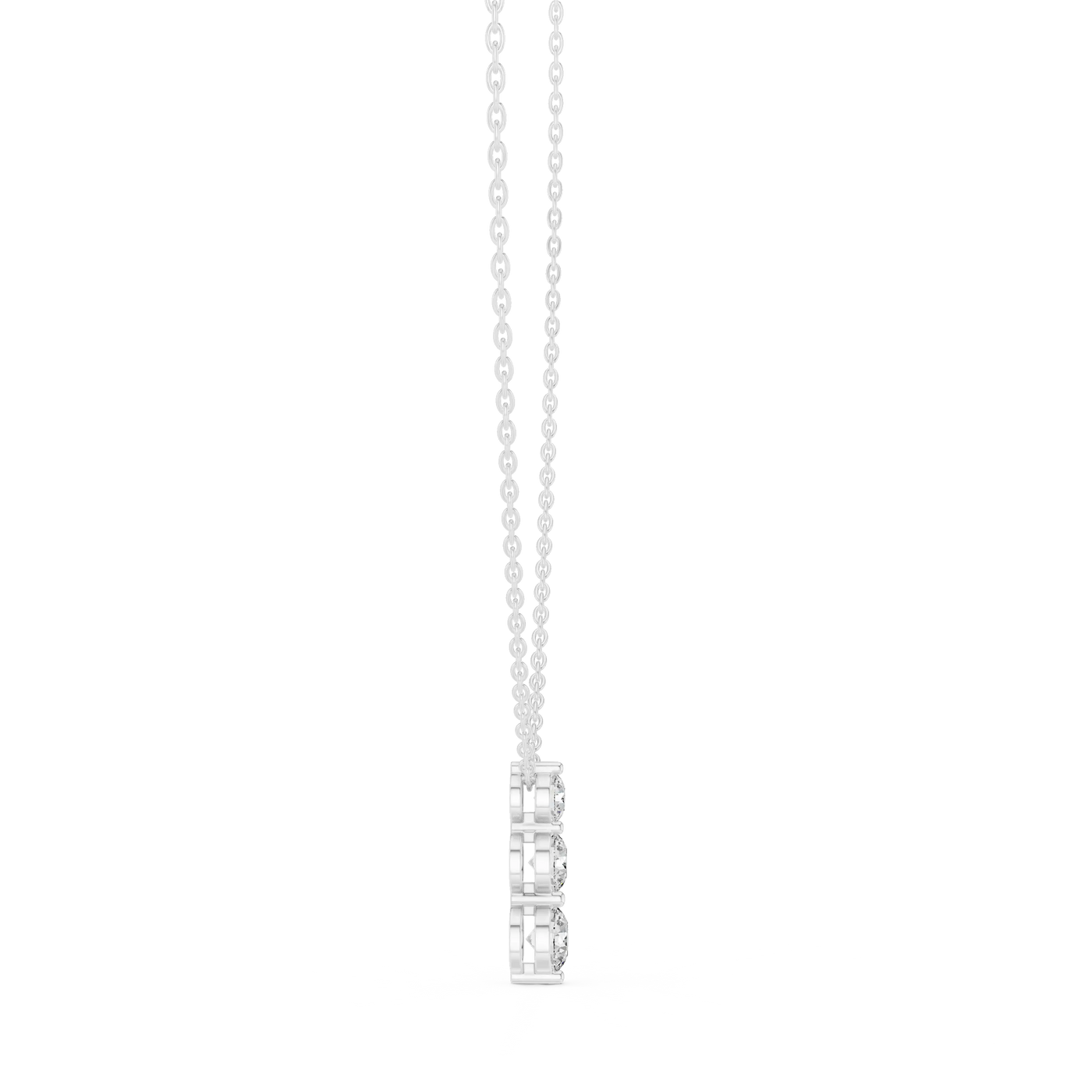 Front: Square Diamond Pendant with Prong Setting in 14k White Gold - Lab Grown - Driona Jewels