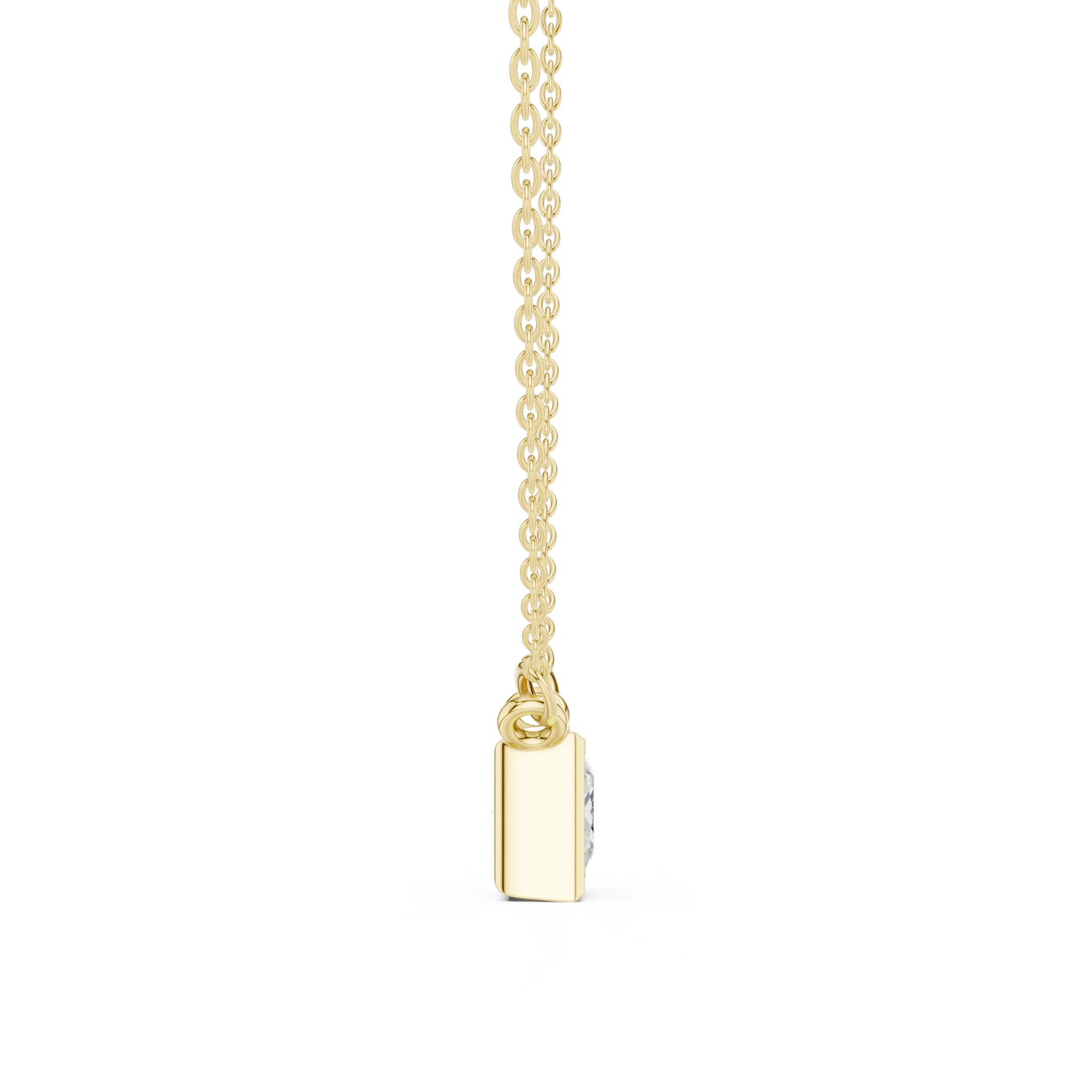 Flat Lay: Square Diamond Pendant with Prong Setting in 14k Yellow Gold - Lab Grown - Driona Jewels