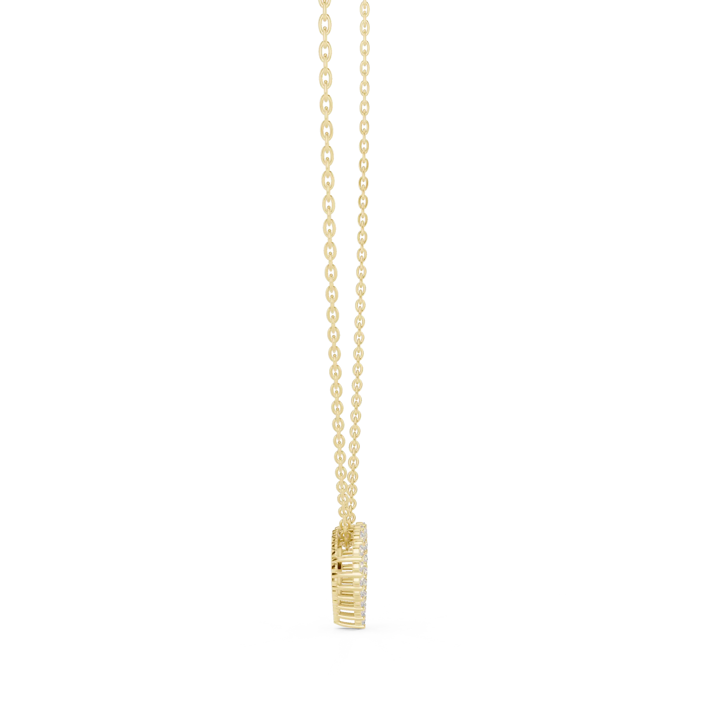 Front-View: Square Diamond Pendant with Prong Setting in 14k Yellow Gold - Lab Grown - Driona Jewels