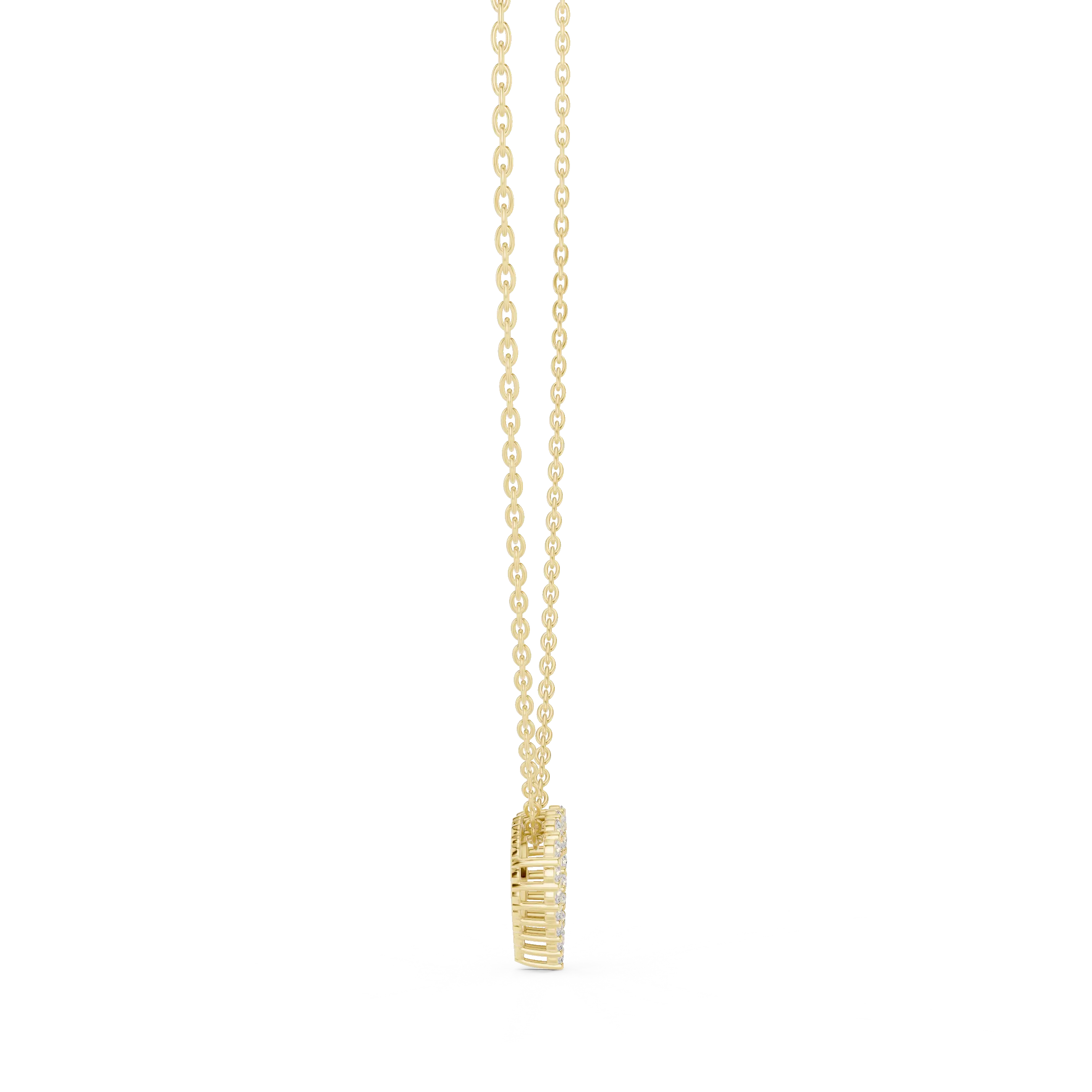Front-View: Square Diamond Pendant with Prong Setting in 14k Yellow Gold - Lab Grown - Driona Jewels