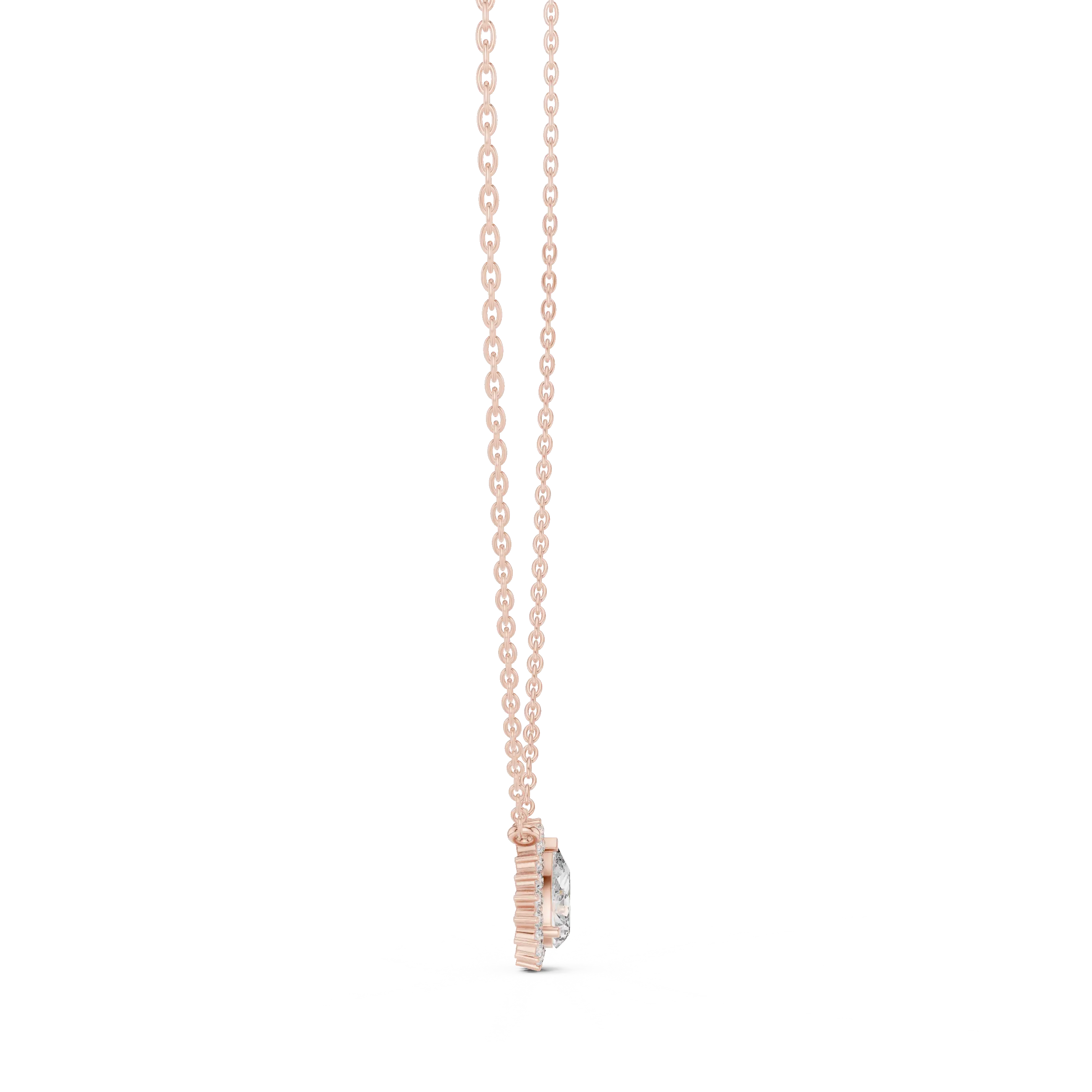 Front-View: Starburst Diamond Pendant with Prong Setting in 14k Rose Gold - Lab Grown - Driona Jewels