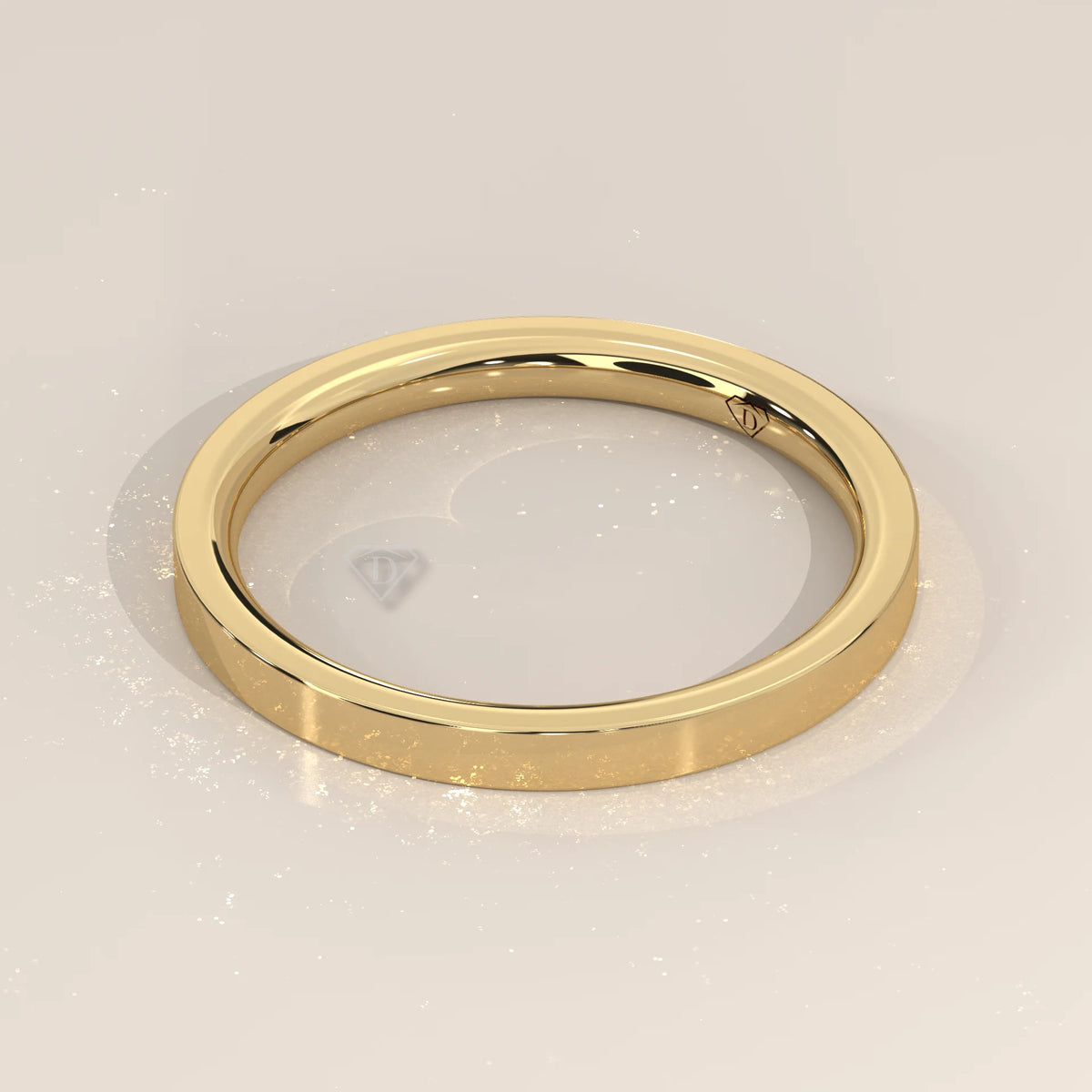 Plain Rounded Gold Wedding Band with a Soft Domed Profile, photographed at a three-quarter angle.