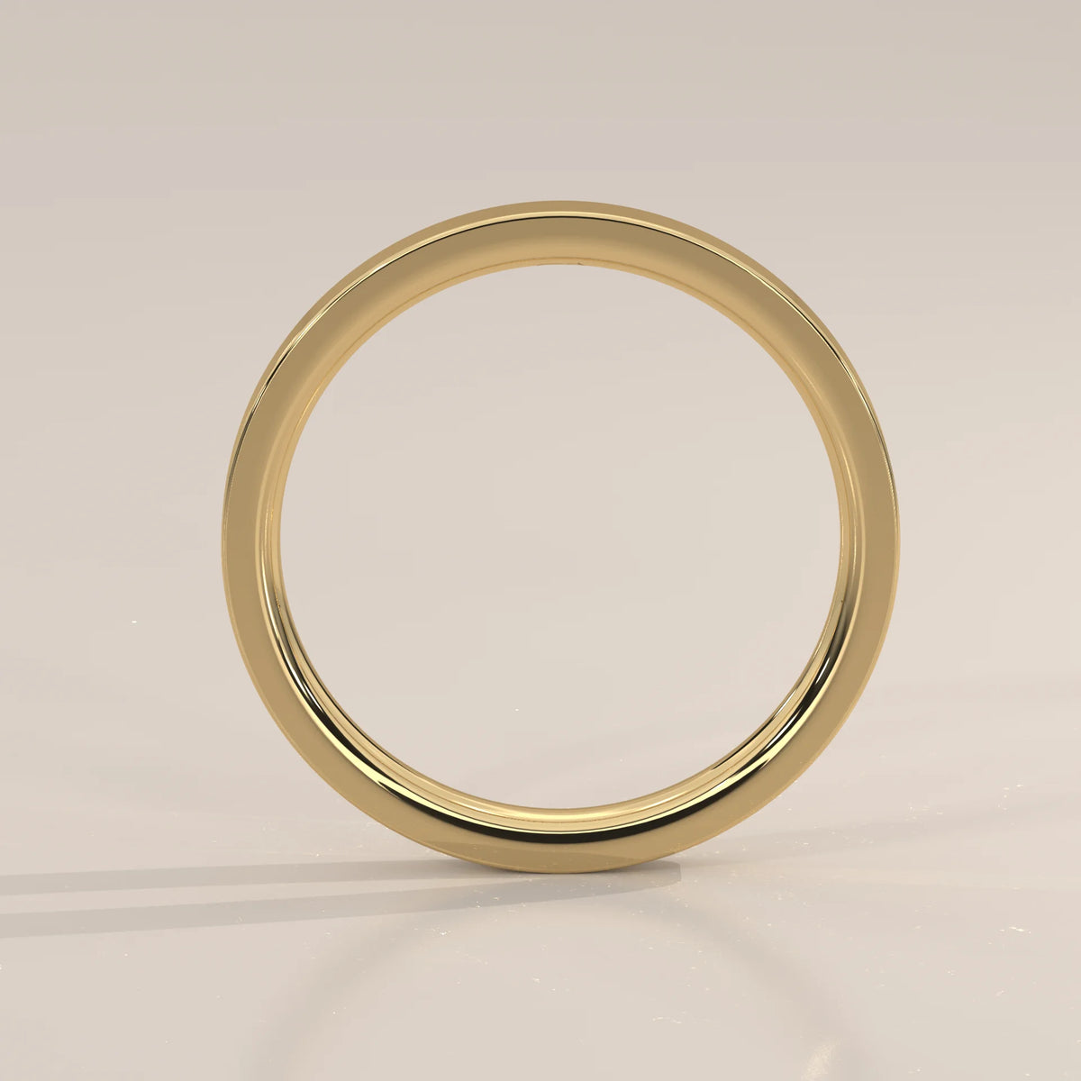 Plain Rounded Gold Wedding Band with a Soft Domed Profile, photographed head-on.