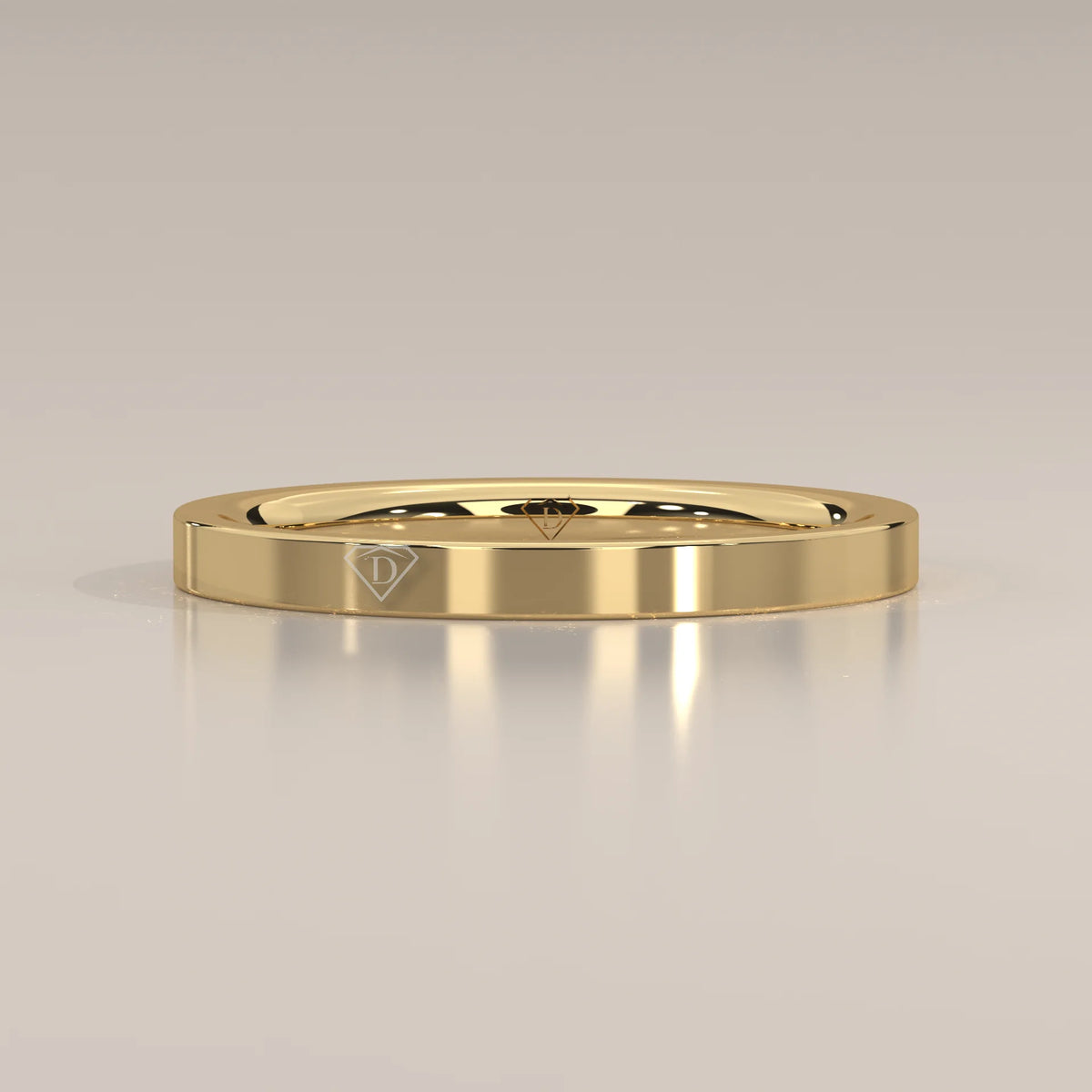 Plain Rounded Gold Wedding Band with a Soft Domed Profile, shown from the side.