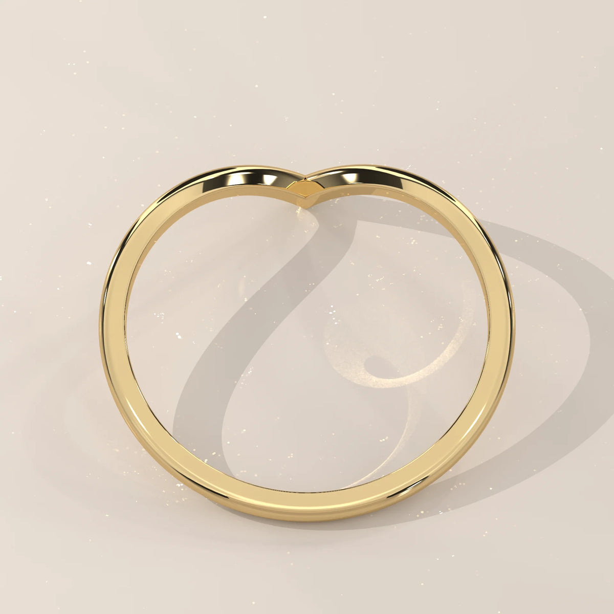 Plain Sharp V Chevron Gold Ring with a Fine Wire Profile, shown on a plain background.