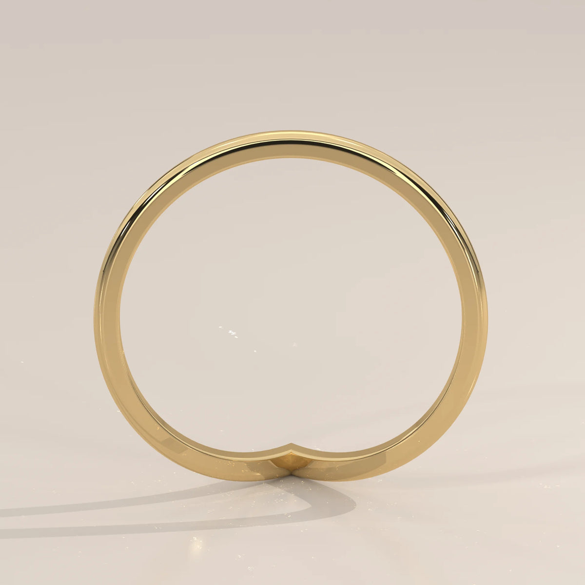 Plain Sharp V Chevron Gold Ring with a Fine Wire Profile, product photograph on a plain background.