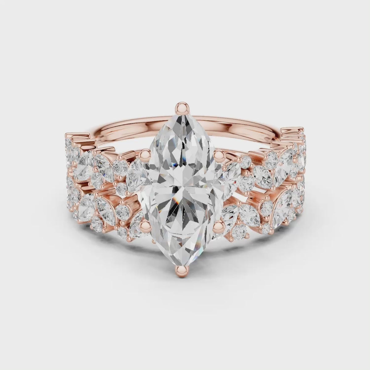 Marquise Lab Grown Diamond Floral Cluster Engagement Ring