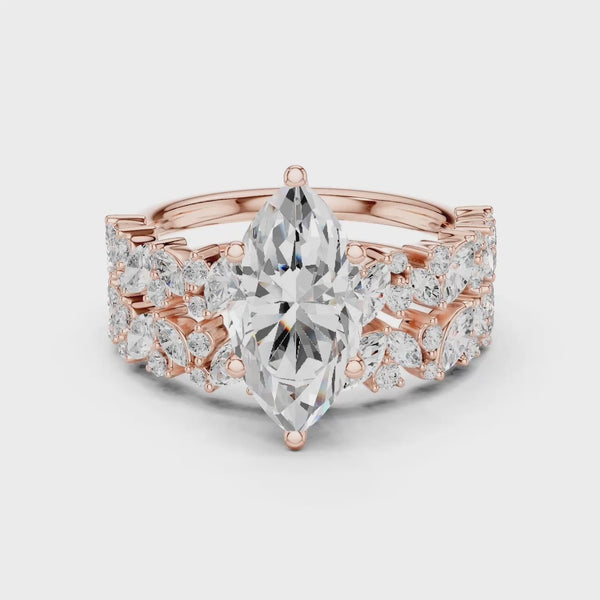 Marquise Lab Grown Diamond Floral Cluster Engagement Ring