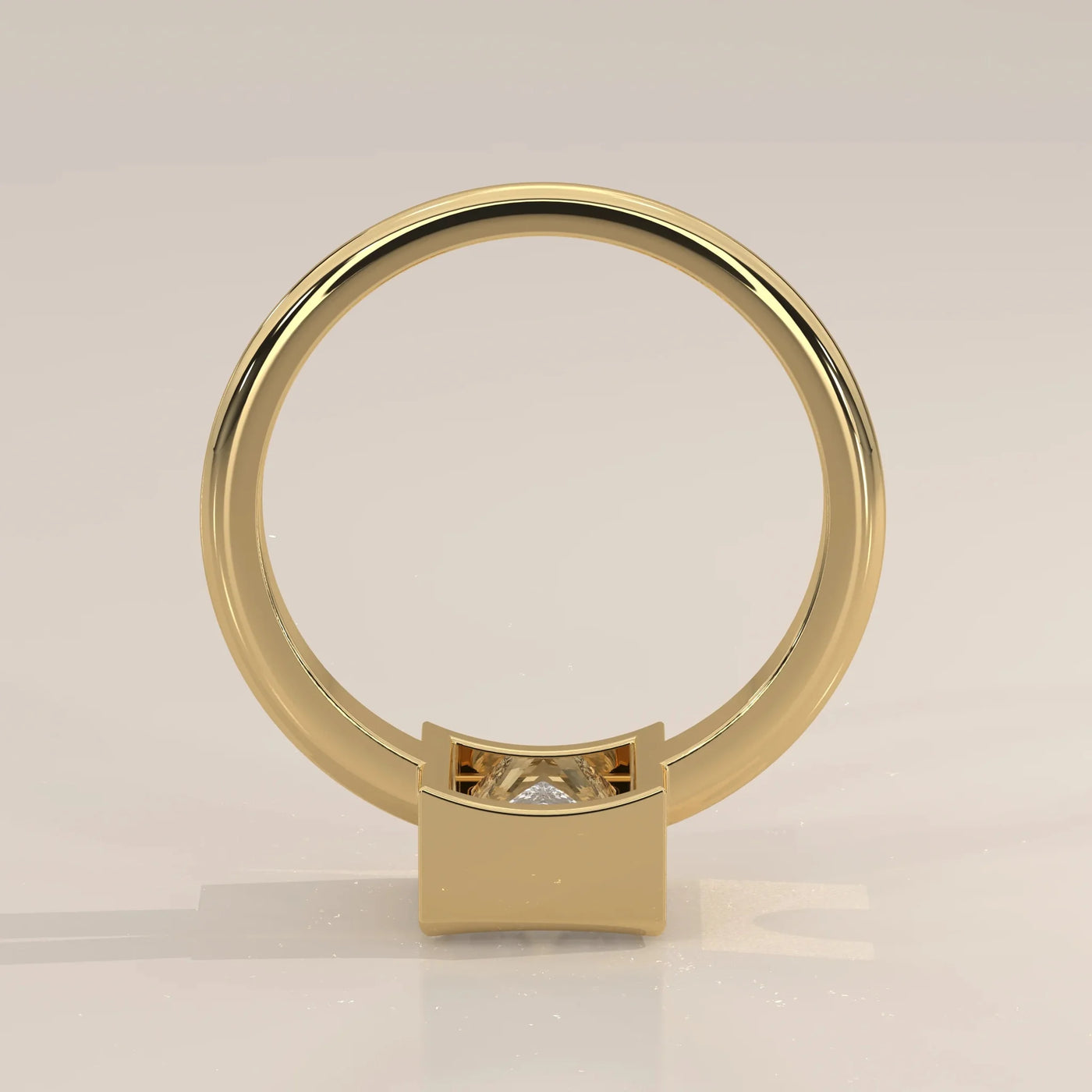 Front View: Princess Diamond Ring with Bezel Setting in Yellow Gold – Lab Grown – Driona Jewels