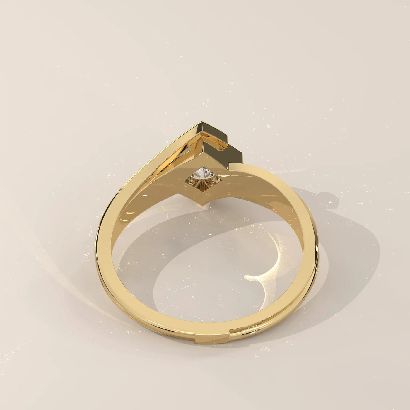 Side Profile: Princess Diamond Ring with Bypass Setting in Yellow Gold – Lab Grown – Driona Jewels