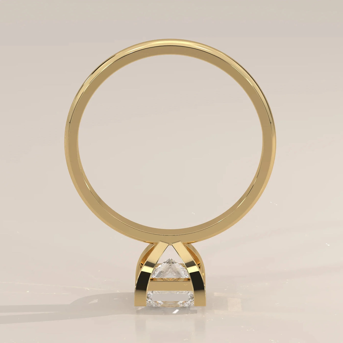 Front View: Princess Diamond Ring with Prong Setting in Yellow Gold – Lab Grown – Driona Jewels