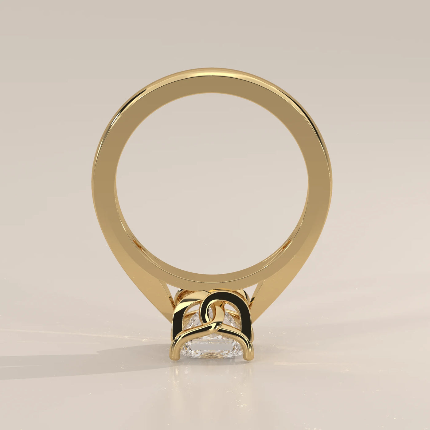 Front View: Princess Diamond Engagement Ring with Solitaire Setting in Yellow Gold – Lab Grown – Driona Jewels