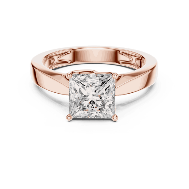 Princess Cut Lab Diamond Solitaire Engagement Ring in Gold