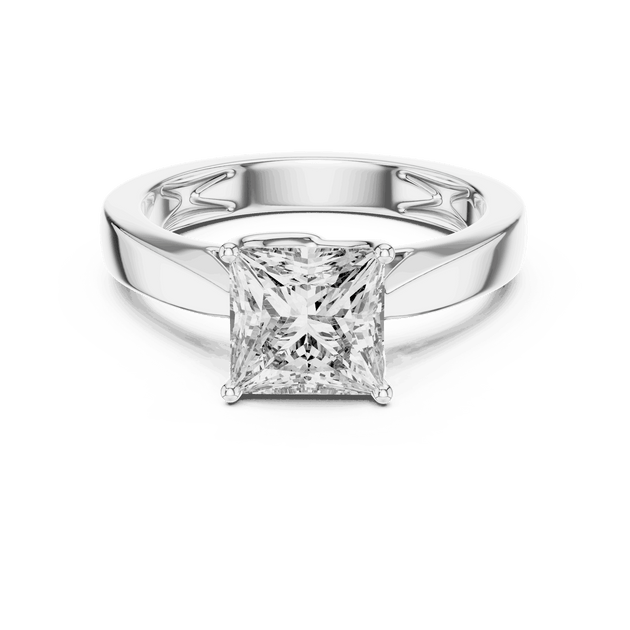Princess Cut Lab Diamond Solitaire Engagement Ring in Gold