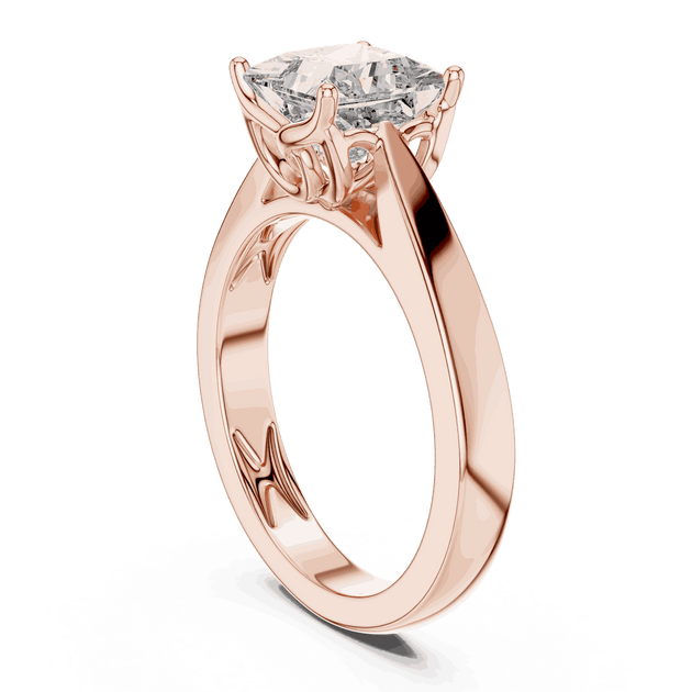 Princess Cut Lab Diamond Solitaire Engagement Ring in Gold