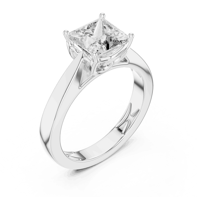 Princess Cut Lab Diamond Solitaire Engagement Ring in Gold