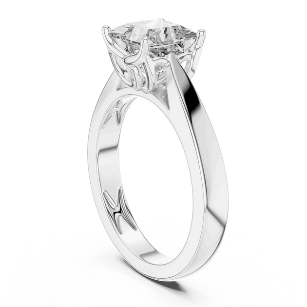 Princess Cut Lab Diamond Solitaire Engagement Ring in Gold