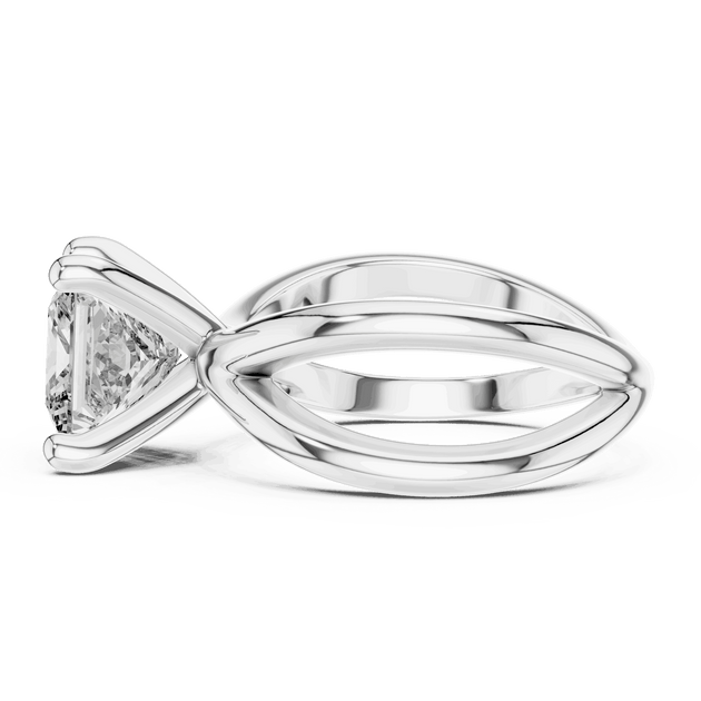 Princess Cut Solitaire Engagement Ring - Crossover Shank