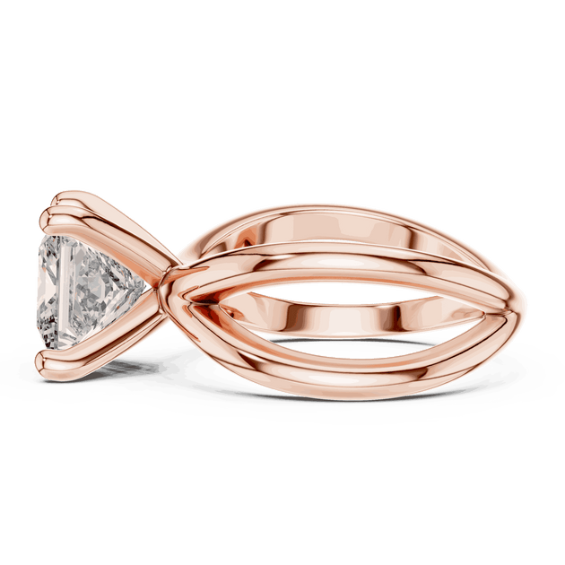Princess Cut Solitaire Engagement Ring - Crossover Shank