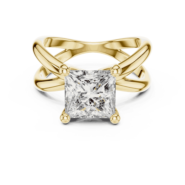 Princess Cut Solitaire Engagement Ring - Crossover Shank
