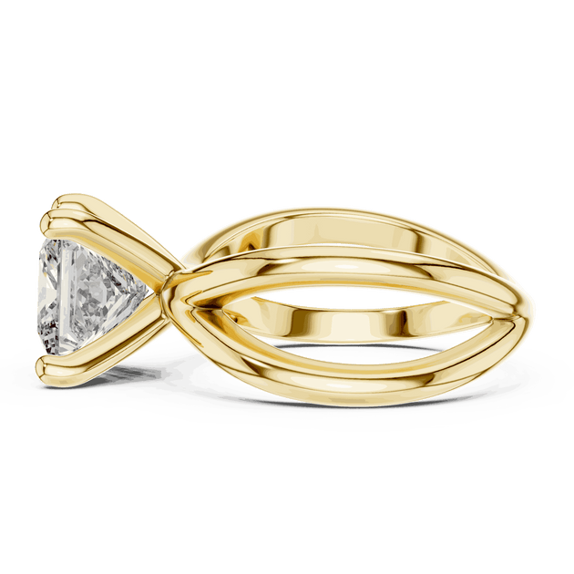 Princess Cut Solitaire Engagement Ring - Crossover Shank