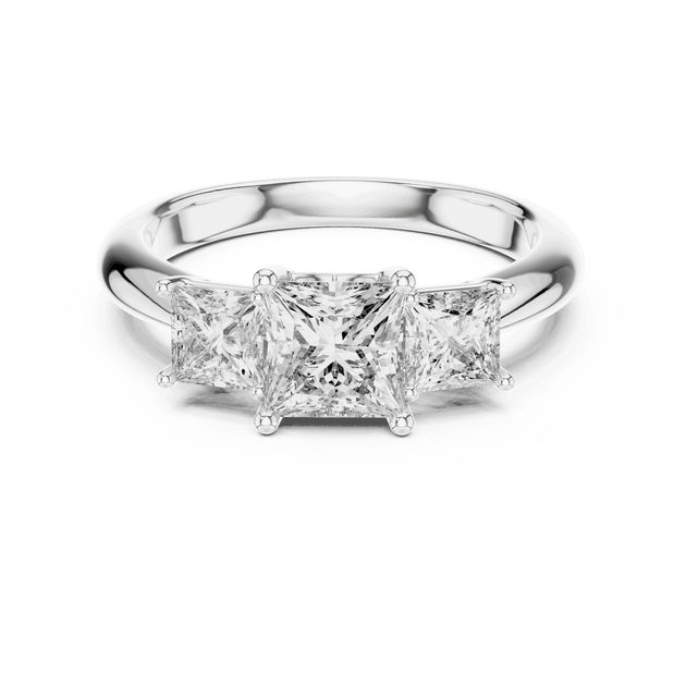 Driona Jewels Princess Cut Three Stone Engagement Ring in Solid Gold