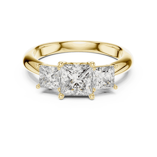 Driona Jewels Princess Cut Three Stone Engagement Ring in Solid Gold
