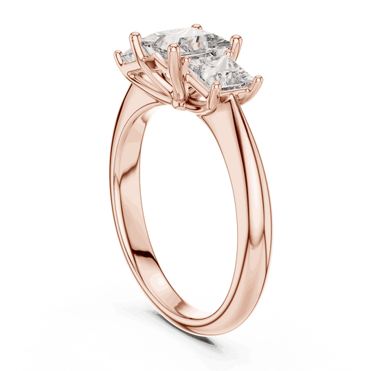 Driona Jewels Princess Cut Three Stone Engagement Ring in Solid Gold