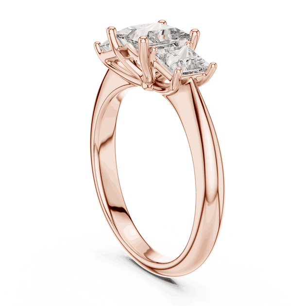 Driona Jewels Princess Cut Three Stone Engagement Ring in Solid Gold