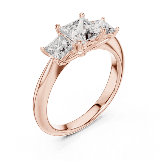 Driona Jewels Princess Cut Three Stone Engagement Ring in Solid Gold