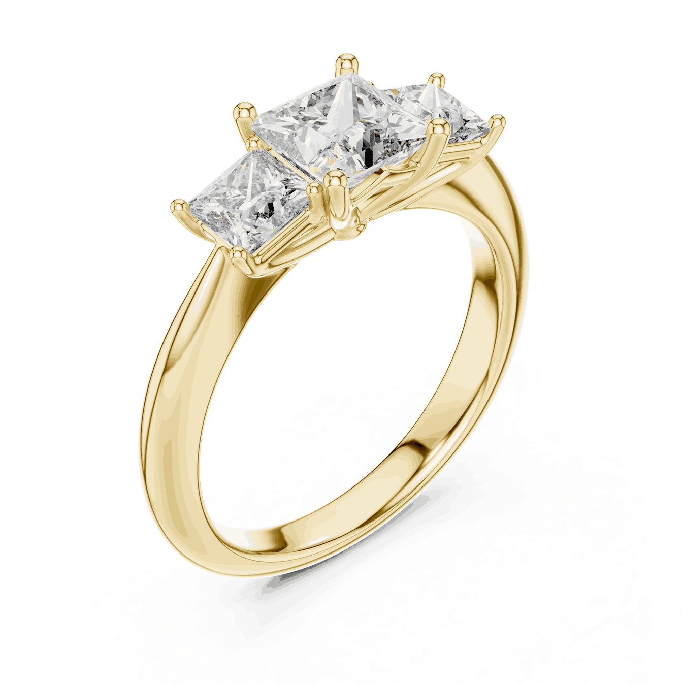 Princess Cut Three Stone Lab Grown Diamond Ring with Smooth Band