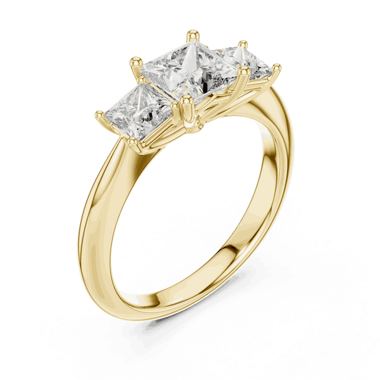 Driona Jewels Princess Cut Three Stone Engagement Ring in Solid Gold
