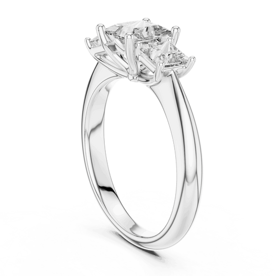 Driona Jewels Princess Cut Three Stone Engagement Ring in Solid Gold