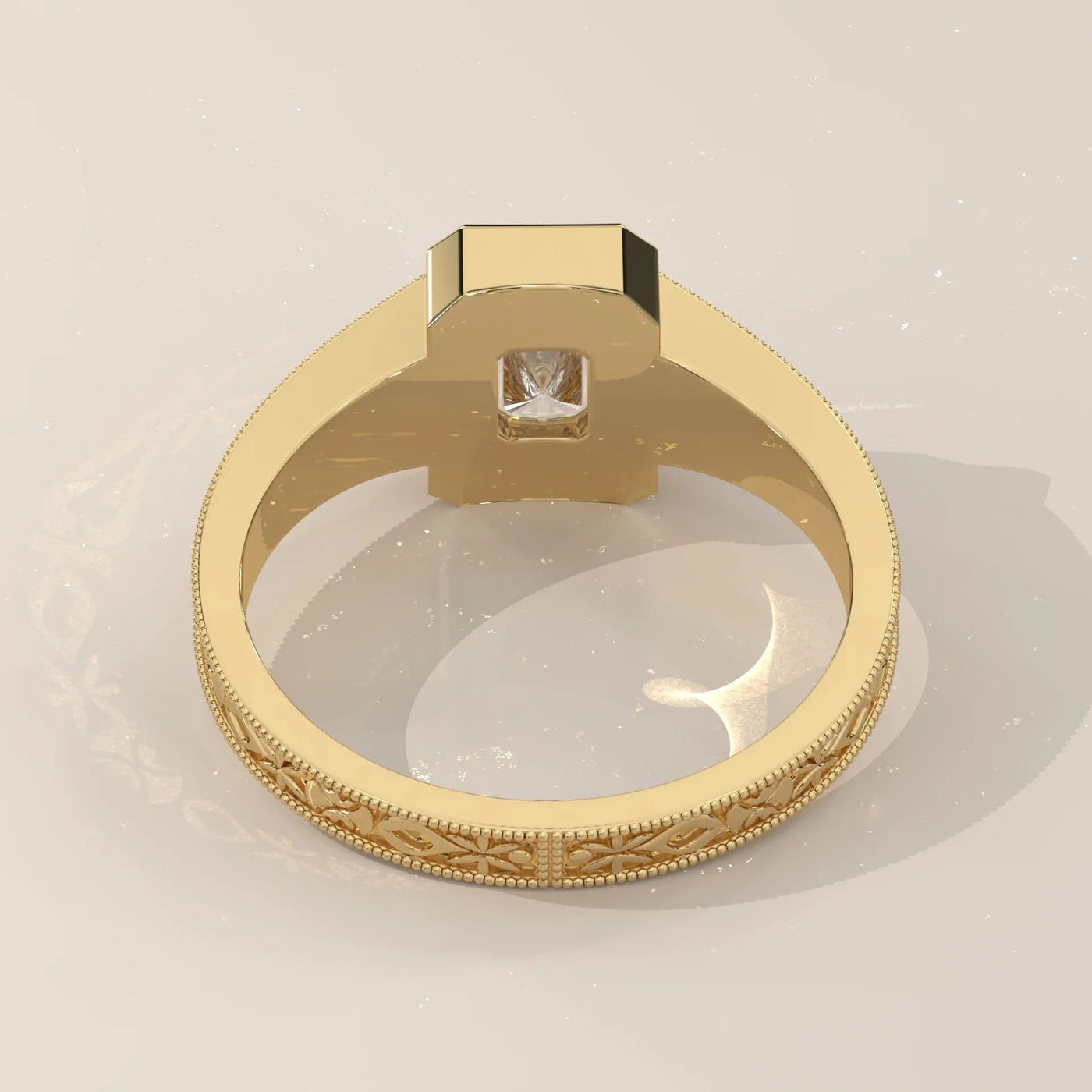 Side Profile: Radiant Diamond Ring with Prong Setting in Yellow Gold – Lab Grown – Driona Jewels
