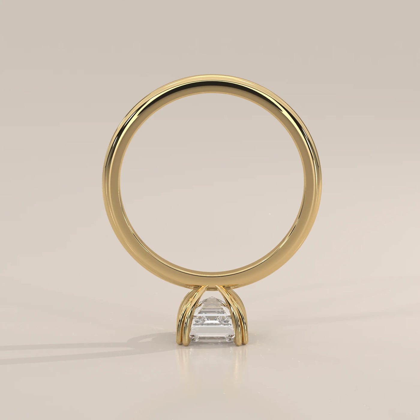 Front View: Radiant Diamond Engagement Ring with Solitaire Setting in Yellow Gold – Lab Grown – Driona Jewels
