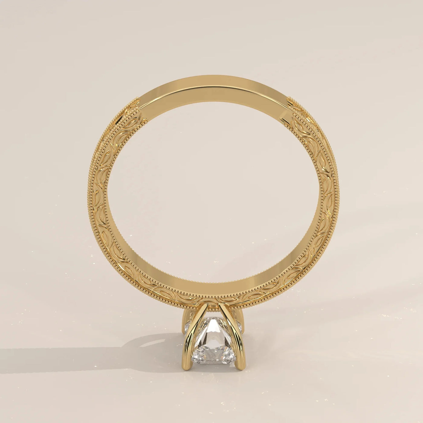 Side Profile: Radiant Diamond Ring with Solitaire Setting in Yellow Gold – Lab Grown – Driona Jewels