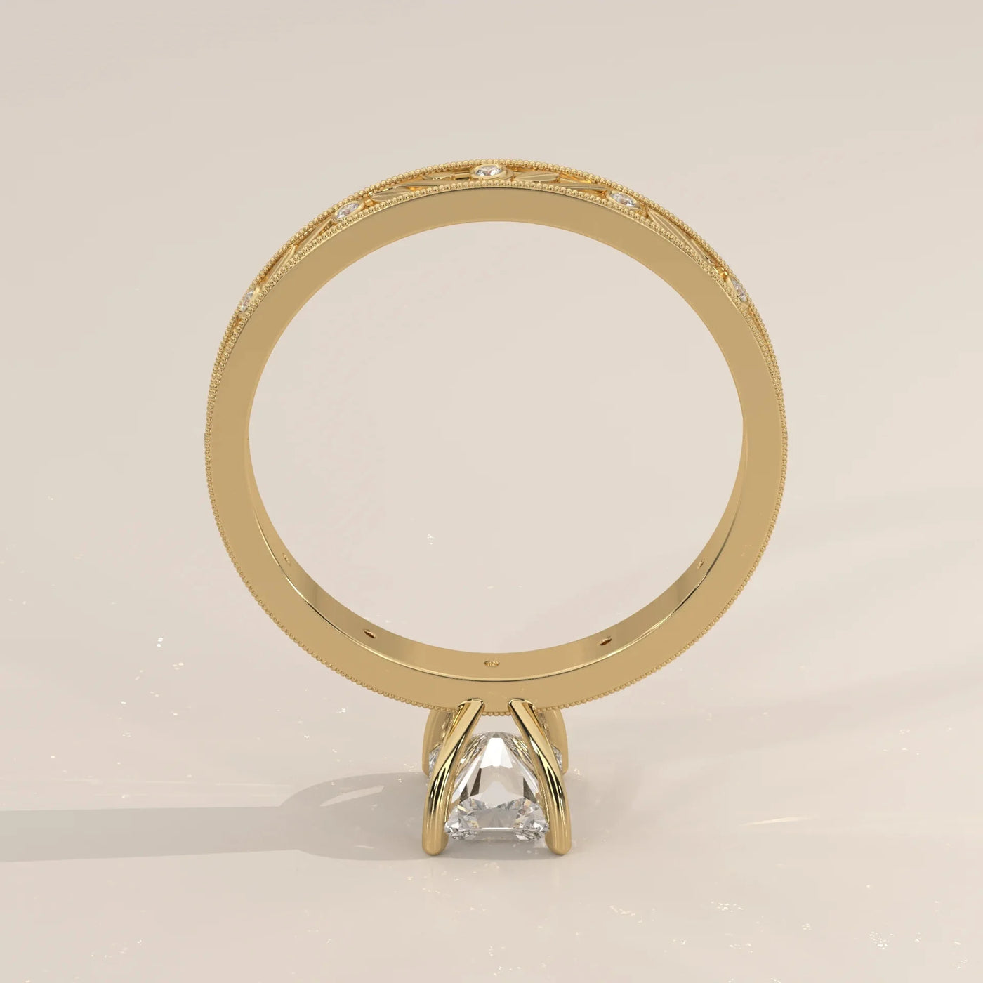 Side Profile: Radiant Diamond Ring with Solitaire Setting in Yellow Gold – Lab Grown – Driona Jewels