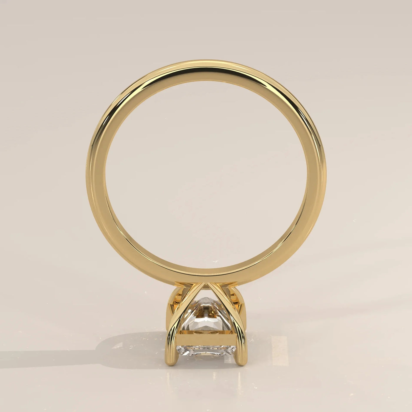 Side Profile: Radiant Diamond Ring with Solitaire Setting in Yellow Gold – Lab Grown – Driona Jewels